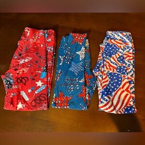 Lularoe 4th of July leggings! Sizes:red-Tc, middle-OS, flag-OS